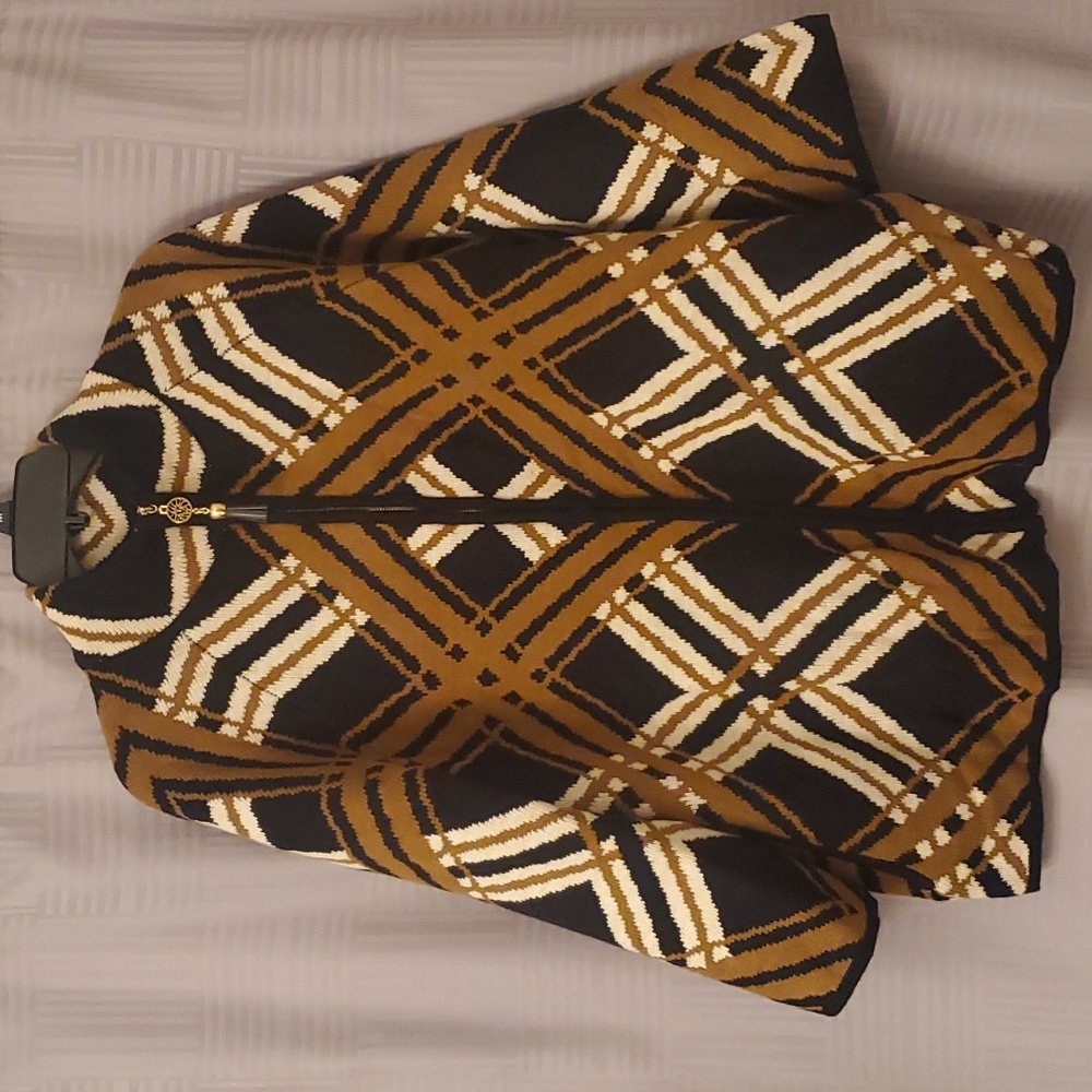 Black and Brown Print Sweater Jacket